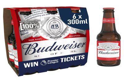 Budweiser Lager Beer Bottles 6x300ml